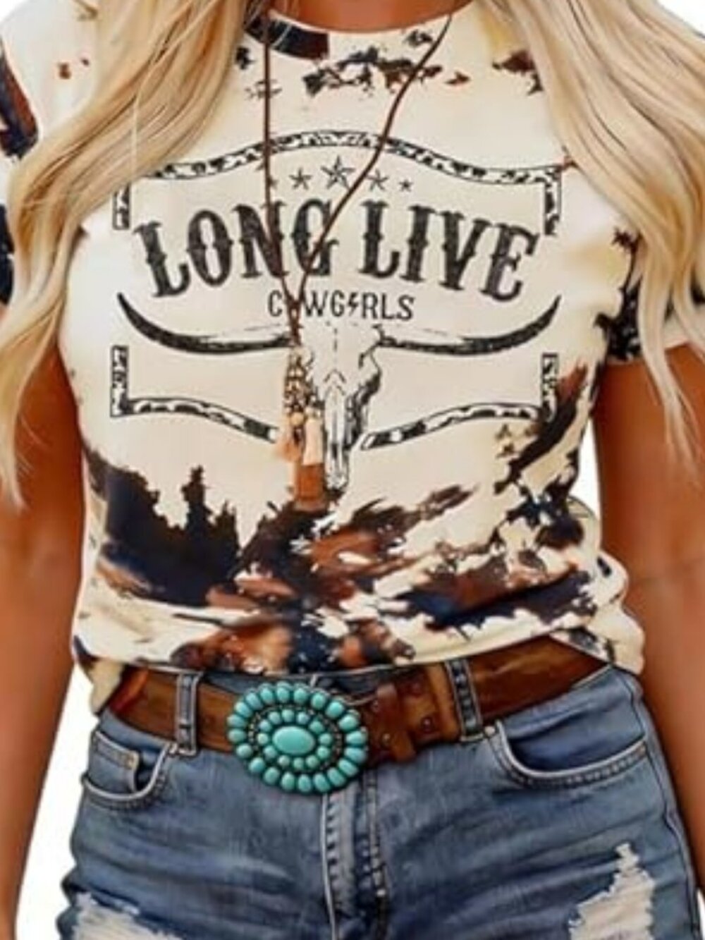 Long Live Cowgirls T Shirt Graphic Tee Country Western Concert Boho Shirt SZ M